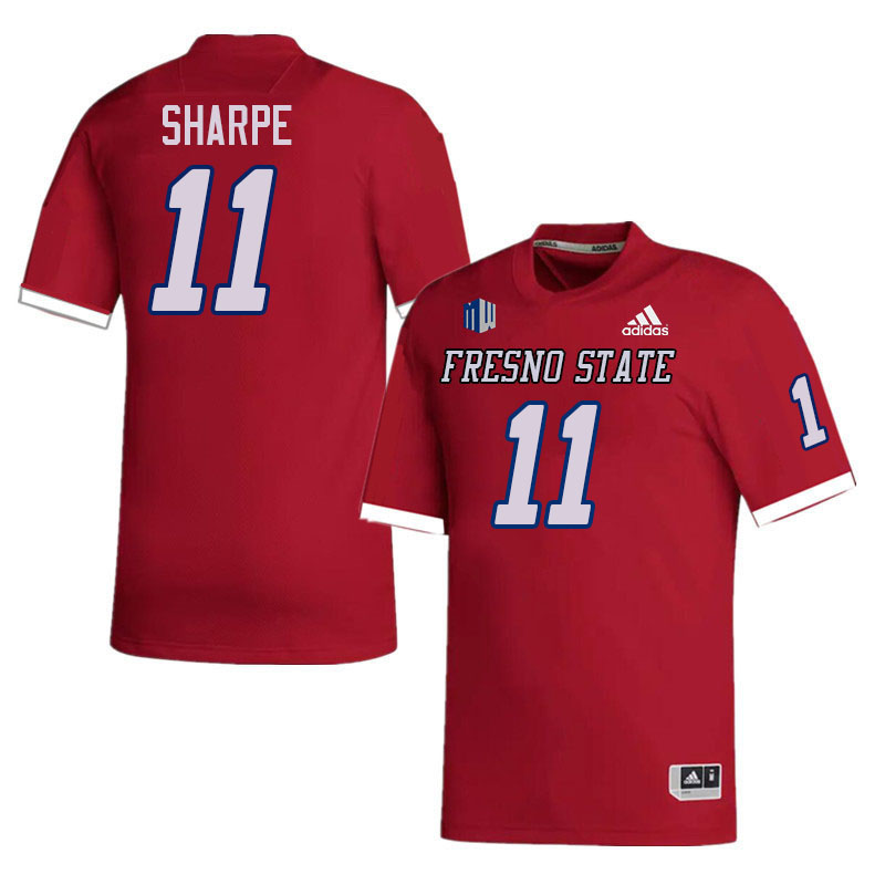 Men #11 Raylen Sharpe Fresno State Bulldogs College Football Jerseys Stitched-Red